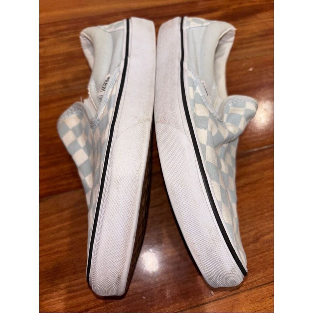 Vans Slip-On Checkerboard Sneakers - Light Blue & White Mens size 6 - Picture 7 of 9